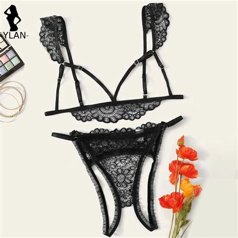 Billionm Women S Sexy Lingerie Set Open Cup Bra Set Hollow Brassiere Crotchless Thong
