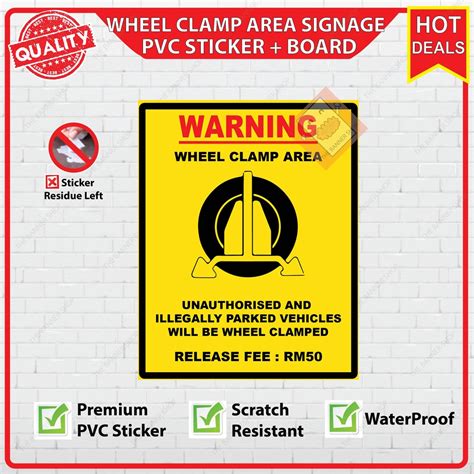 No Parking Wheel Clamp Area Signage ⛔ Sticker Only Sticker Board