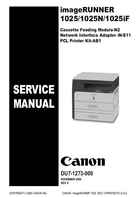 Canon Imagerunner 10251025n1025if Service Manual Canon Copiers