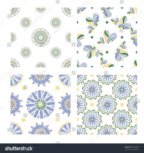 Collection Four Tiling Vector Textures Abstract Stock Vector Royalty