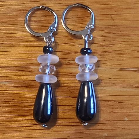 Beautiful Handcrafted Hematite Drop Earrings En 2024