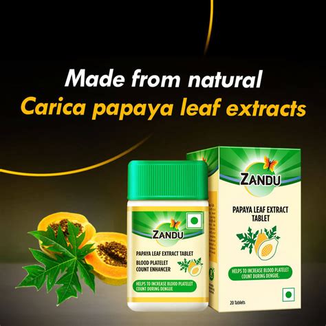 Zandu Papaya Leaf Extract, Tablets for Platelets | Zandu