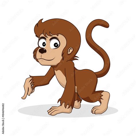 Walking Monkey Ape in Cartoon Illustration Stock Vector | Adobe Stock