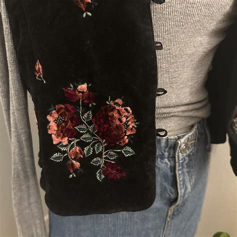 Vintage Velvet Whimsigoth Vest Floral Depop