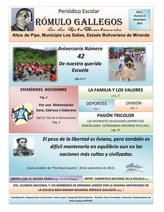 6ª edición periódico escolar rómulo gallegos PDF