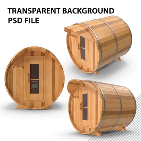 Premium Psd Wooden Barrel Outdoor Sauna Png