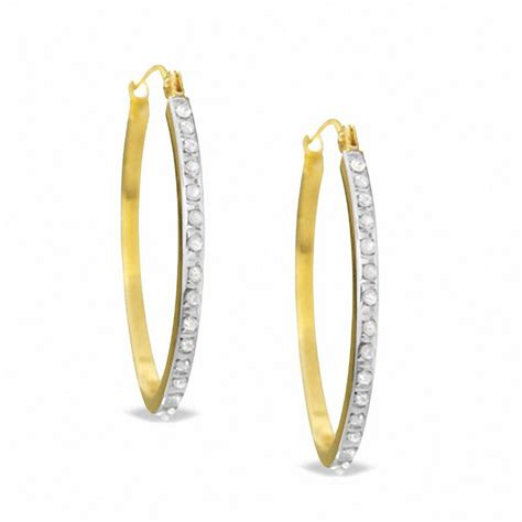 Diamond Fascination™ Medium Hoop Earrings In 14k Gold Zales