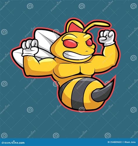 Bee Angry Mascot Logo Cartoon Illustration Vector Hand Draw Stock