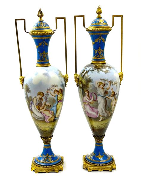 An Exquisite Pair of Antique French Porcelain Vases