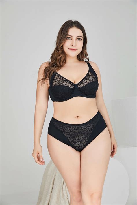 Hot Bra Brief Sets Plus Size Lovely Girl Sexy Fancy Fat Women Lingerie Bra Set Deep V