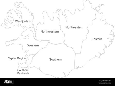 Mapa Político De Islandia Con Etiquetas De Nombre Vector Perfecto Para