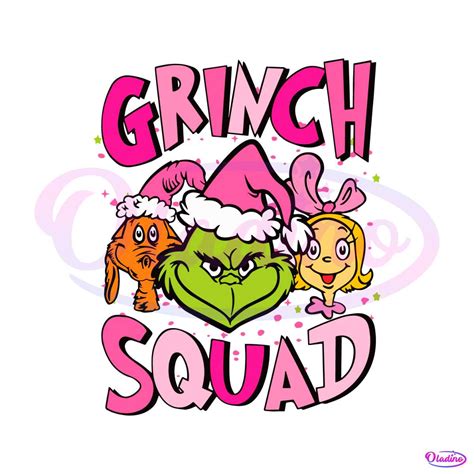 Retro Pink Christmas Grinch Squad Svg Digital Cricut File