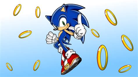 Sonic The Hedgehog With Rings 1366x768 Wallpaper