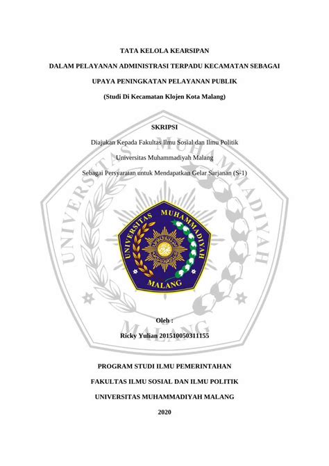 Pdf Tata Kelola Kearsipan Dalam Pelayanan Administrasi Dokumen Tips