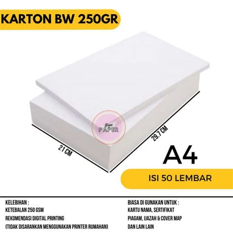 Jual Kertas Bw Gsm A Isi Lembar Kertas Karton Bw Di Seller