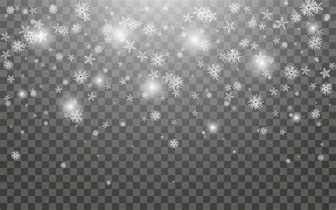 Snowfall And Falling Snowflakes On Dark Transparent Background White