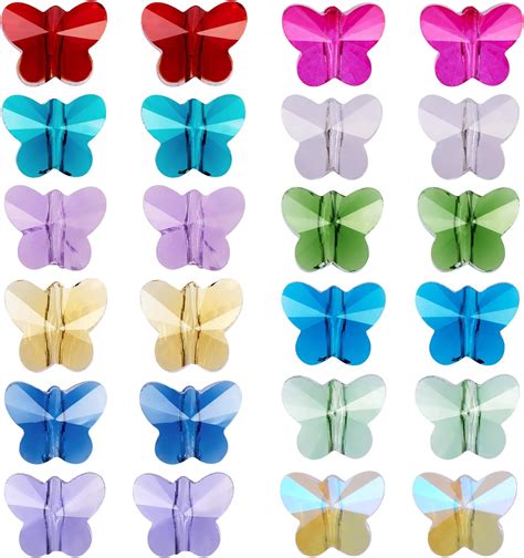 Amazon.com: 100pcs Crystal Butterfly Beads - LONGWIN 14mm Multicolor ...