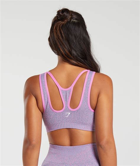 Gymshark Marl Seamless Scoop Bra Light Pink Light Blue Marl Sherbet