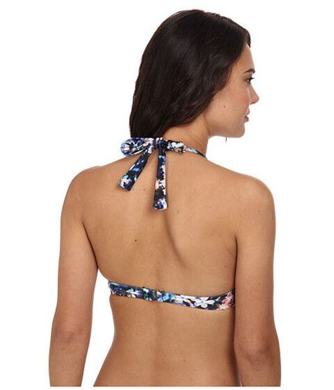 Badgley Mischka Floriana U Wire Halter Bra Bikini Top Multi Color Size