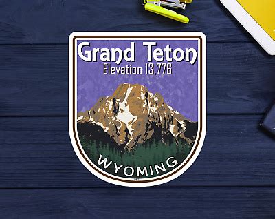 Grand Teton Decal Sticker Wyoming Tetons 2 75 X 3 25 National Park