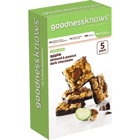 Goodnessknows Gluten Free Snack Square Bars Apple Almond Peanut And Dark