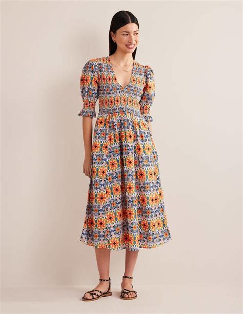 Boden Smocked Bodice Midi Dress Shopstyle