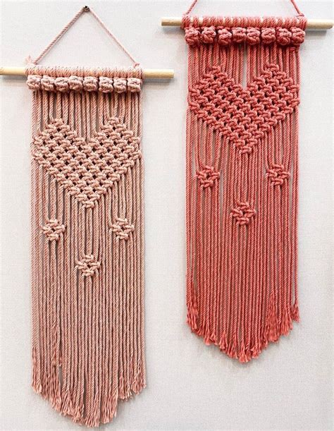 Macrame Heart Wall Hangings Vintage Wall Decor Handmade Wall Decor