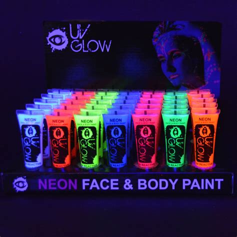 6 x 10ml UV Bodypaint Körpermalfarben Schwarzlicht fluoreszierende