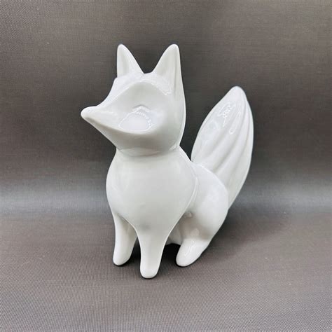 Funky White Arctic Fox Figurine Minimal Sculpture White on - Etsy