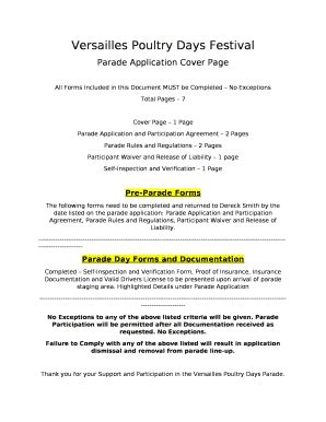 Parade Application Cover Page Doc Template PdfFiller