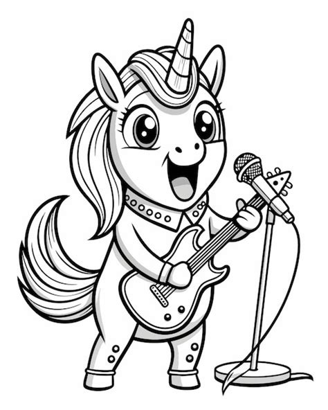 P Gina De Colorear Para El Libro De Colorear Un Unicornio Cantar Rock