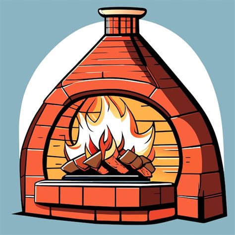 Premium Vector Hand Drawn Cartoon Fireplace Illustration Or Red Brick Fireplace With Burning Fire