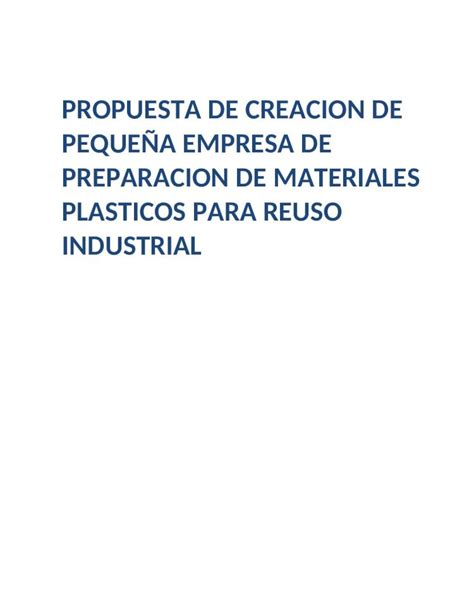 DOC Propuesta de creación pequeña empresa de preparacion de