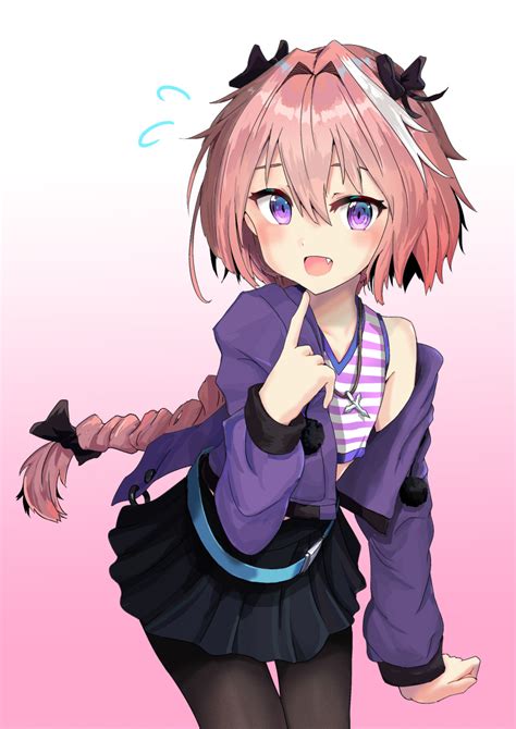 Safebooru 1boy Absurdres Astolfo Fate Black Bow Black Legwear Black Skirt Blue Eyes Blush