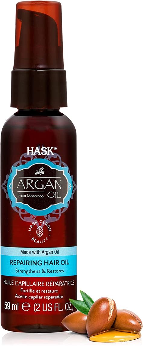 Hask Argan Repairing Shine Oil For All Hair Types Colour Safe Gluten Free Sulfate Free