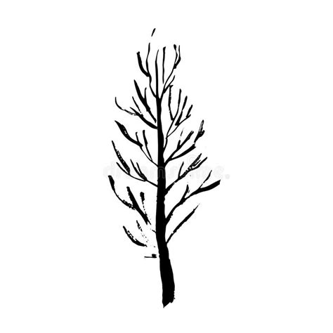 Tree Silhouette. Hand Drawn Vector Illustration. Stock Vector - Illustration of design, natural ...