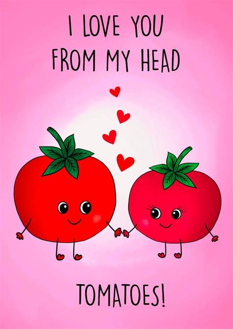 I Love You From My Head Tomatoes Cute Punny Romantic Card Thortful