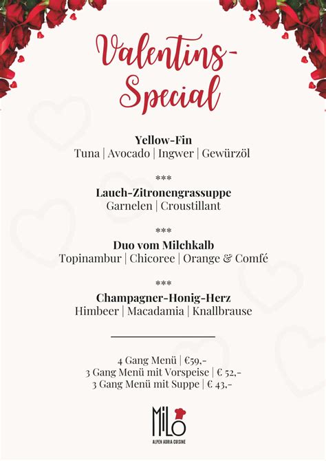 Restaurant Milo Gewinne zwei 3 Gänge Menüs für dein Valentins Date in