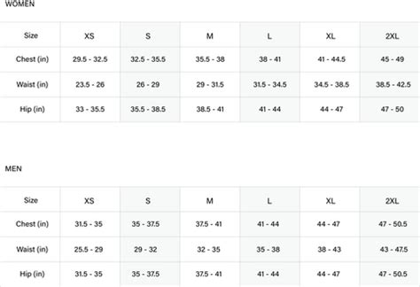 Size chart – RUN CLUB.