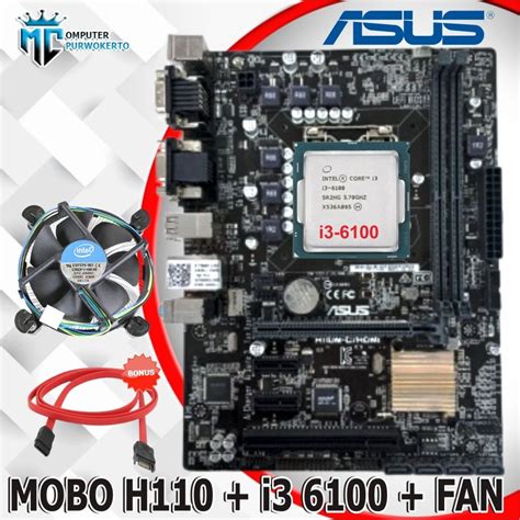 Jual Paket Mainboard Mobo H110 LGA 1151 DDR4 Processor Core I3 6100