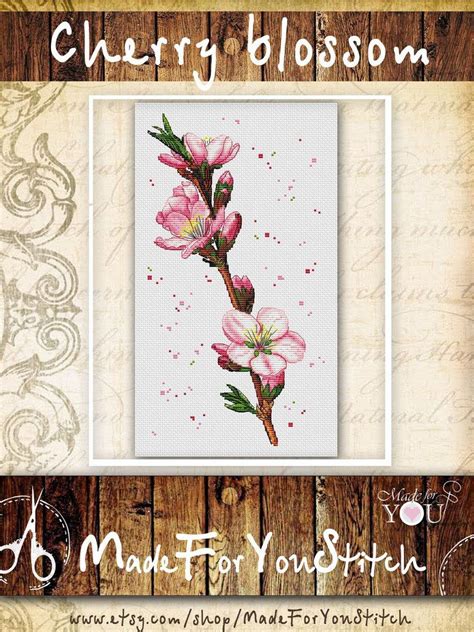 Cherry Blossom Tree Cross Stitch Pattern Pdf Sakura Flowers Plant Cross