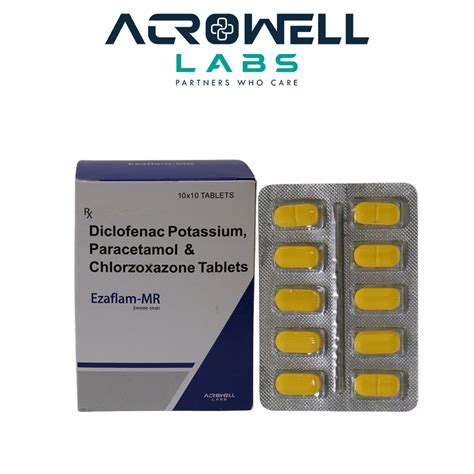 Ezaflam Mr Diclofenac Potassium 50mg Pcm 325mg Chlorzoxazone 250mg Acrowell Labs