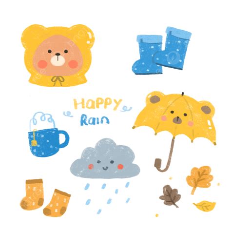 Happy Rain Korean Bear Decoration Sticker Free Printable Bear Clipart