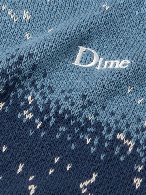 Dime Magic Logo Embroidered Intarsia Knit Sweater Blue Dime