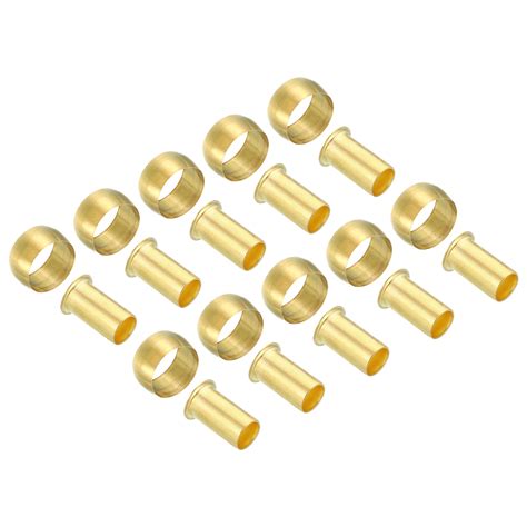 Uxcell 10mm Tube Od Brass Compression Sleeves Ferrules Brass Ferrule Fitting 60 Pack