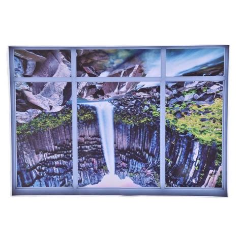 Dilwe Sticker Mural Fen Tre Fausse Vue Paysage D Cascade D Coration