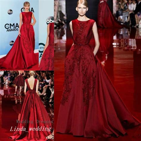 2019 Burgund Elie Saab Evening Dress Elegant Long Backless Red Carpet