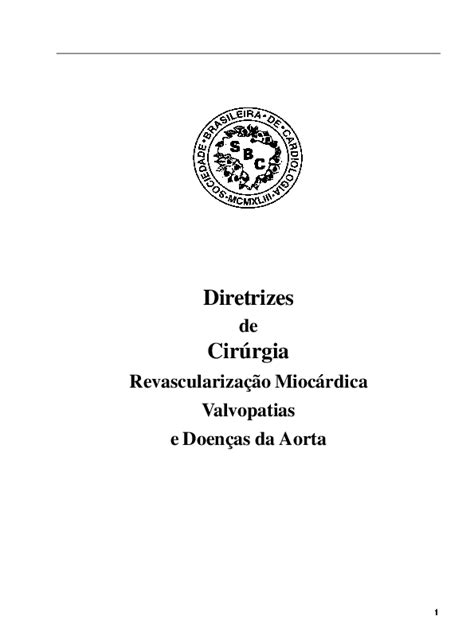 Pdf Diretrizes Da Cirúrgia De Revascularização Miocárdica Valvopatias