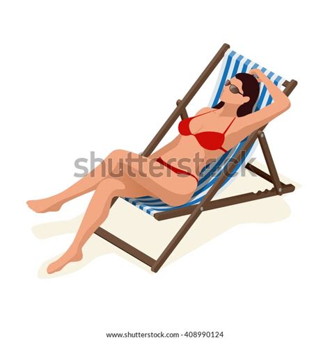 D Illustration Sunscreen Bikini Woman Beach Chair Images Stock Photos D Objects Vectors