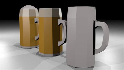 D Model Low Poly Beer Mugs Vr Ar Low Poly Cgtrader